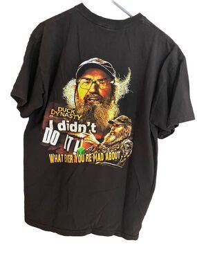 Duck Dynasty Uncle Si Graphic T-Shirt Tee "I didn't do it" Cotton Mens L Brown